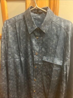 Louis Vuitton Faded Denim Monogram Shirt in Blue